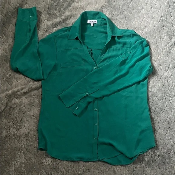 Express Emerald Green Button-Down Shirt - Picture 1 of 8